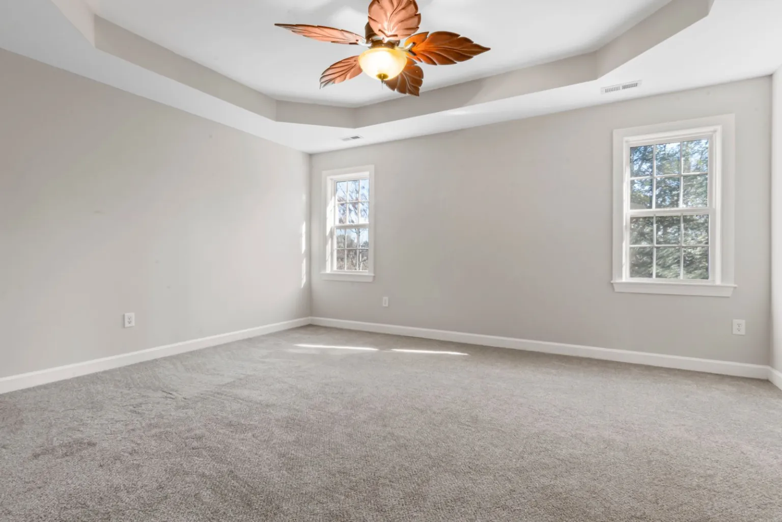 Empty room with gray carpet